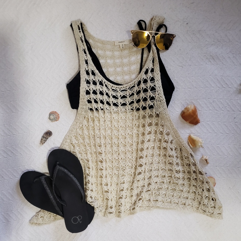 Summer Pool Knit Beach Overlay Tank Top